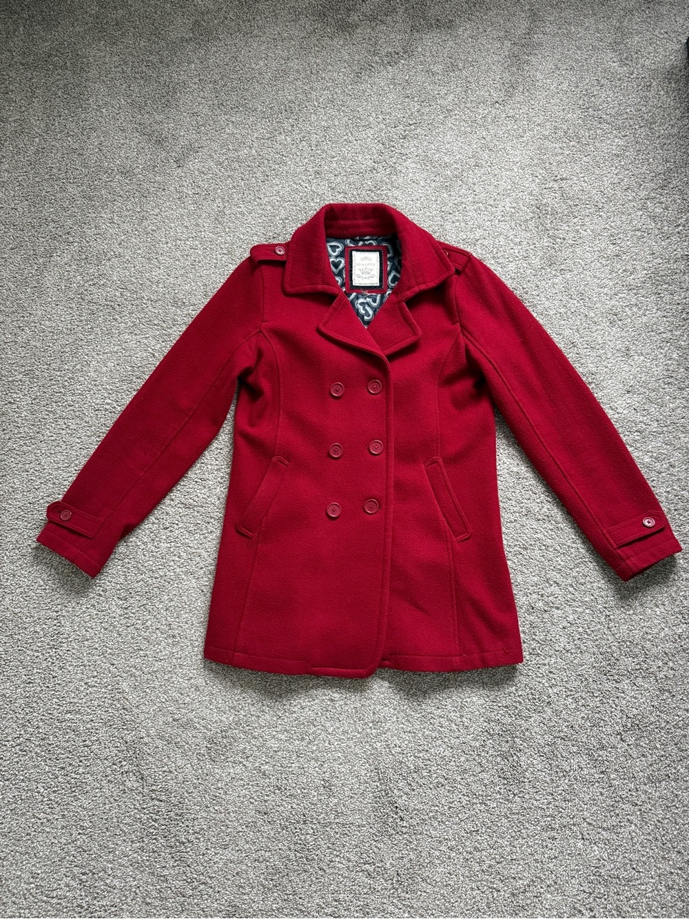 Women’s Red Double-Breasted Pea Coat